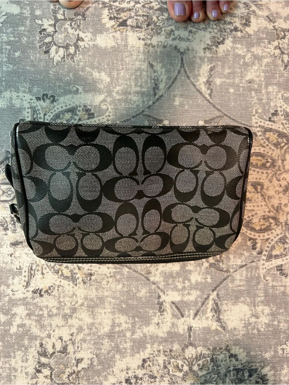 Coach Black and Gray Signature Jacquard Pouch